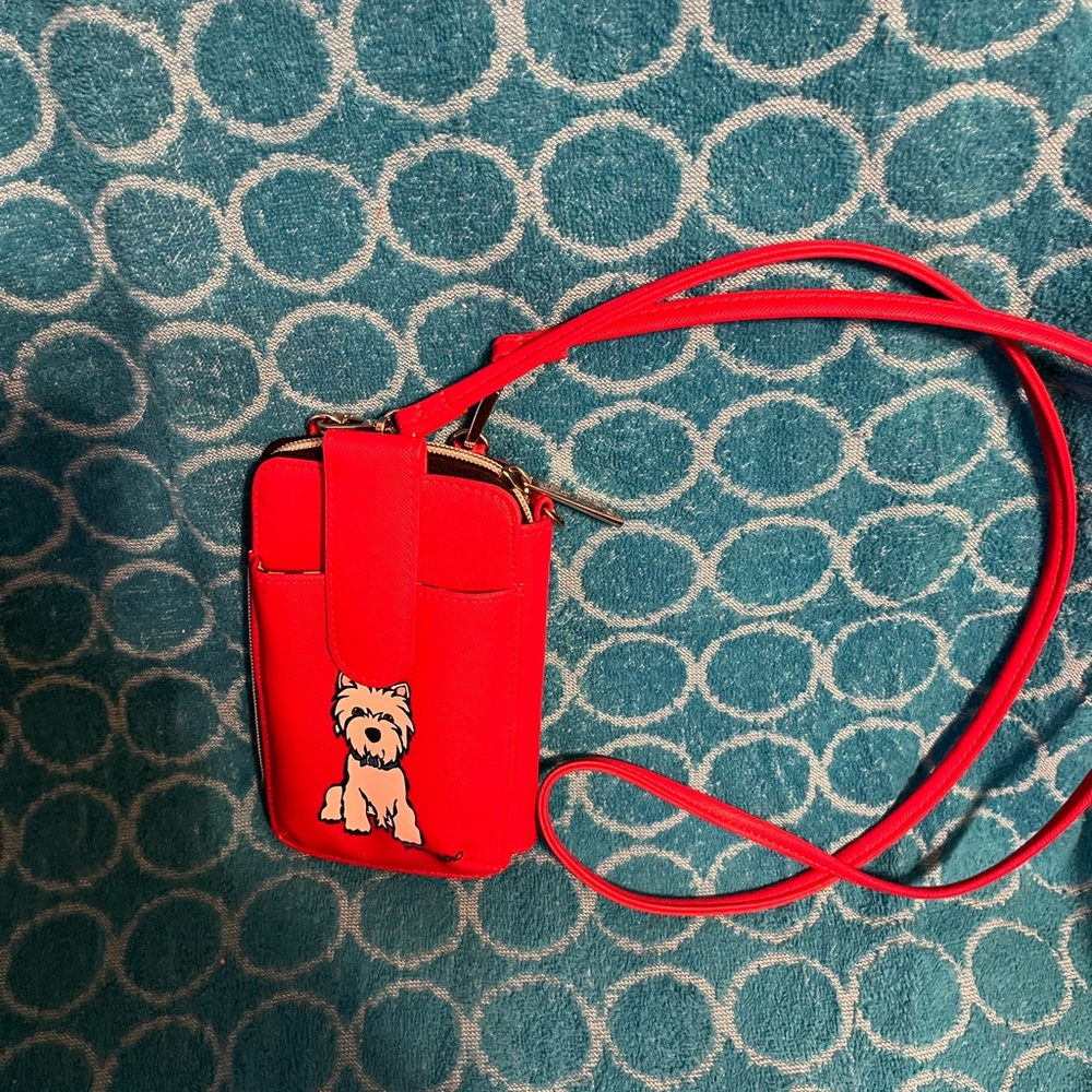 Red Crossbody Bag with Dog Design